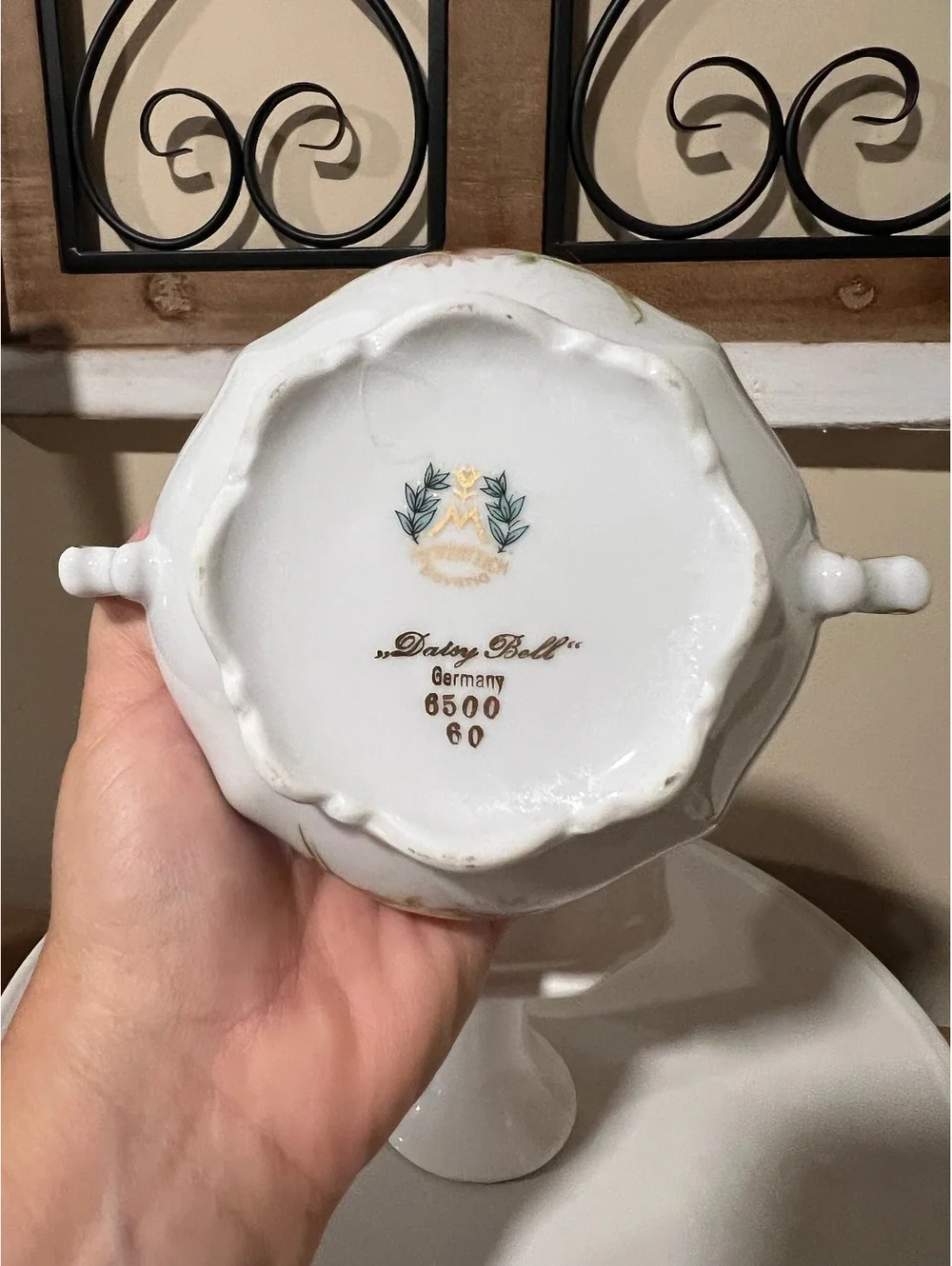 Vintage Mitterteich Bavaria Germany Cream Lavender Daisy Bell Sugar Creamer